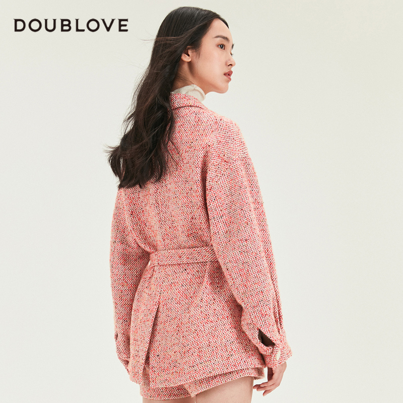 doublove贝爱甜美有度小香风大衣 doublelove毛呢外套