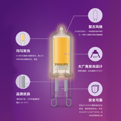飞利浦g4灯珠卤素led两针12v20w插脚g9灯泡水晶灯射灯贴片小插泡 - 图2