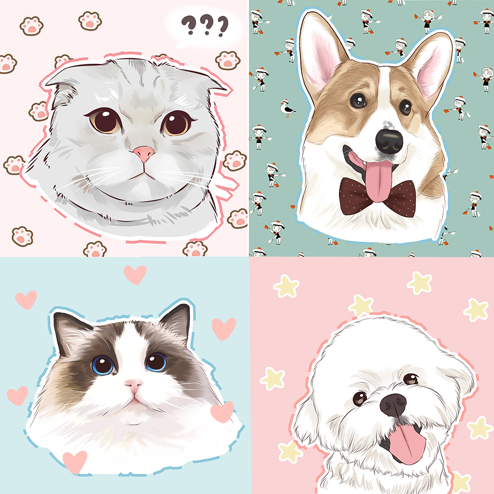 Q版头像定制漫画人物猫咪动漫logo设计狗狗宠物画像贴纸照片手绘 心漫手绘工坊 淘优券