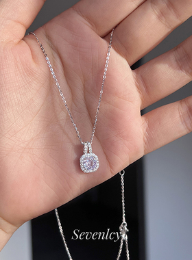 1.15上新85折【紫气东来】巨美巨闪~冰切玫瑰钻项链925纯银锁骨链