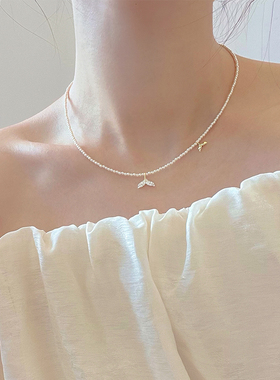 精致轻奢珍珠鱼尾纯银项链