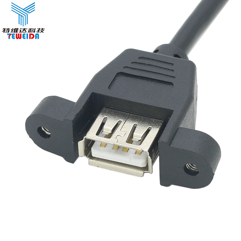 弯头USB2.0公对母延长线带耳朵带螺丝孔可固定USB带耳机箱挡板线 - 图2