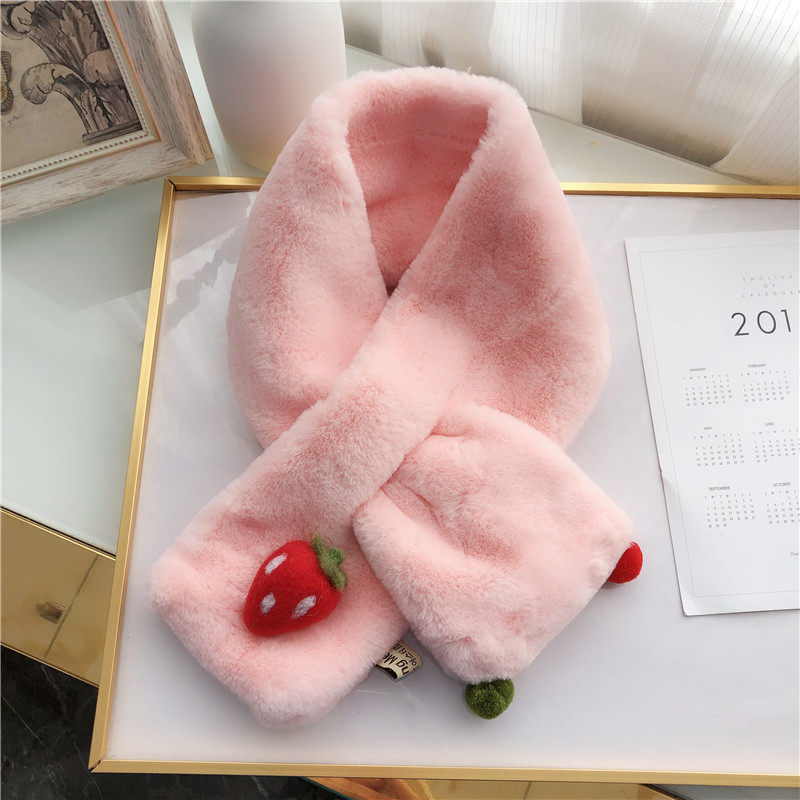 儿童毛绒围脖冬季卡通水果樱桃加厚围巾宝宝女童可爱韩版脖套小孩,淘宝优惠券,粉丝福利购,淘宝优惠卷