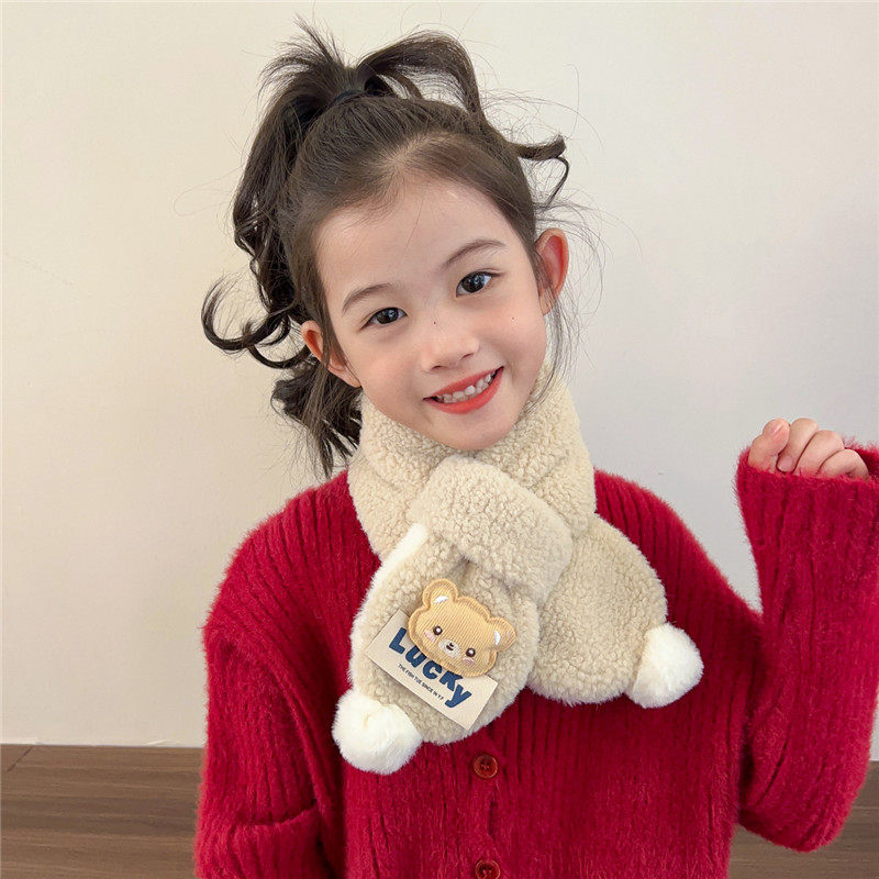 儿童围巾男女童韩版加厚保暖防风围脖可爱卡通小熊毛绒秋冬季脖套,淘宝优惠券,粉丝福利购,淘宝优惠卷