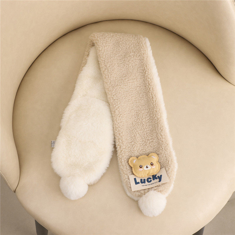 儿童围巾男女童韩版加厚保暖防风围脖可爱卡通小熊毛绒秋冬季脖套,淘宝优惠券,粉丝福利购,淘宝优惠卷