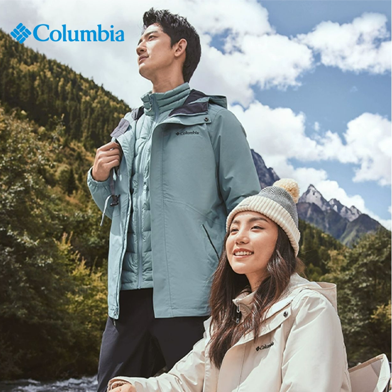 Columbia哥伦比亚户外情侣防水冲锋衣羽绒服内胆三合一外套XE1504-图0