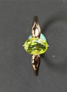 新款橄榄石戒指s925镶嵌女活口时尚简约百搭款指环送女友礼物饰品