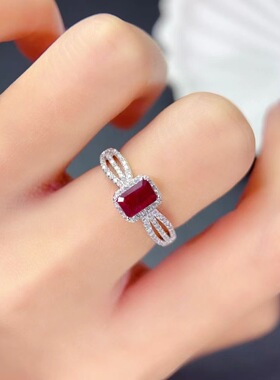 新款红宝石戒指925银镶嵌女开口时尚轻奢饰品送女友新年礼物