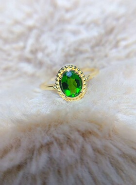 新款天然透辉石戒指925银镶嵌女时尚轻奢饰品送女友新年礼物