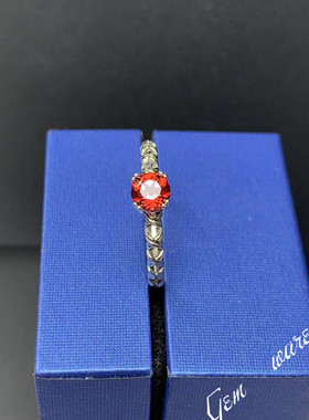 女s925纯银简约镂空彩色宝石戒指