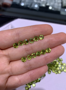 天然橄榄石刻面圆形裸石3mm 4mm 5mm 6mm 7mm 8mm绿色宝石可镶嵌