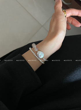 原创设计【白樱花】天然樱花玛瑙手绳女米色闺蜜款手链巴洛克珍珠