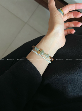 【枯木逢春】原创设计新中式和田玉冰晴水称心如意木珠手串本命年