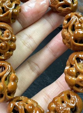 橄榄核雕刻镂空文玩橄榄核手串男士葫芦橄榄胡福禄手串手链