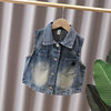 Boys' Denim Vest Spring and Autumn 2025 New Children's Waistcoat Vest to Wear Handsome and Street-Friendly Baby Boy 3-6 Years Old