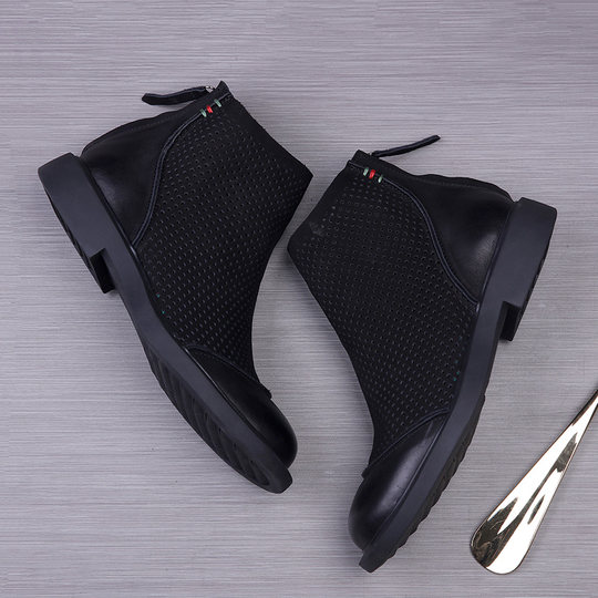 切尔西靴镂空休闲马丁靴男透气百搭复古韩版软底软面商务正装鞋子