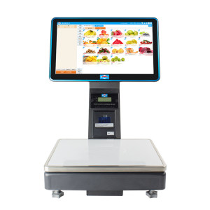 爱宝AB-1560电容触摸屏电子收银秤计价PC收款秤超市水果生鲜蔬菜干货散装店称重收银一体机可选双屏高低配