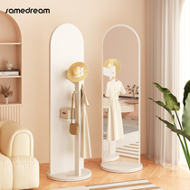 Rotating whole body mirror hanging clothes hanger wearing glasses Home clothes hat rack mirror shelve shelve mirror girls audition mirror