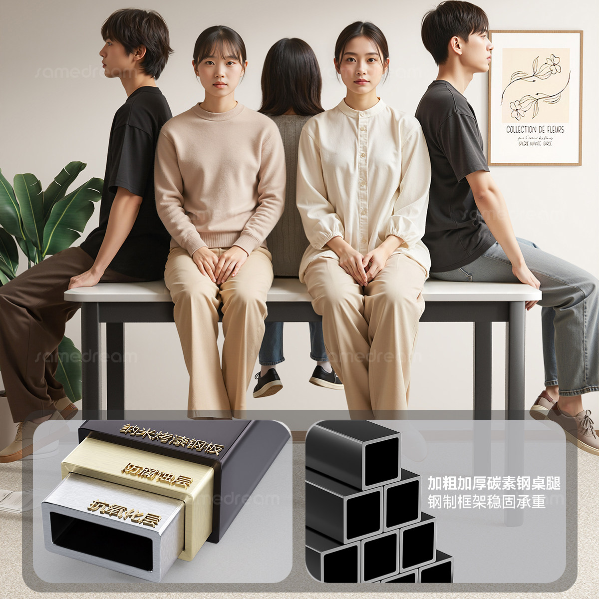 三梦家用岩板餐桌长方形现代简约饭桌子租房小户型轻奢餐桌椅组合,淘宝优惠券,粉丝福利购,淘宝优惠卷