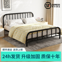 Iron Art Bed Double bed Home minimalist modern 1 8 m European Thickened Reinforced Rental House Iron Frame 1 5 Single beds