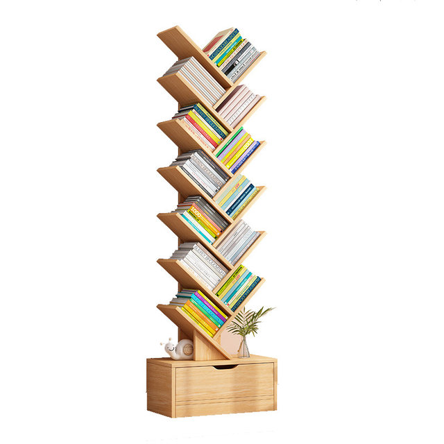 Bookshelf simple tree-shaped storage rack floor-standing study cabinet living room storage rack home multi-layer creative narrow bookcase