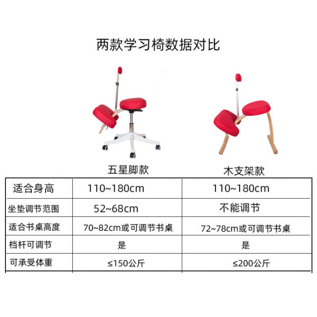 Children's home adjustable lifting solid wood learning chair