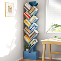 Bookshelves Shelf floor leaning against wall nets Red treetree Easy small living room wall corner bookcase students receive home