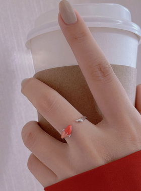 s925银国风锦鲤戒指甜美小众设计