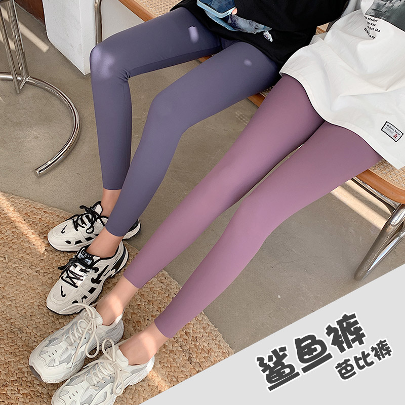 比丽福旗舰店年春季新款鲨鱼皮打底裤女春秋夏季薄款外穿紧身提臀芭比瑜伽1