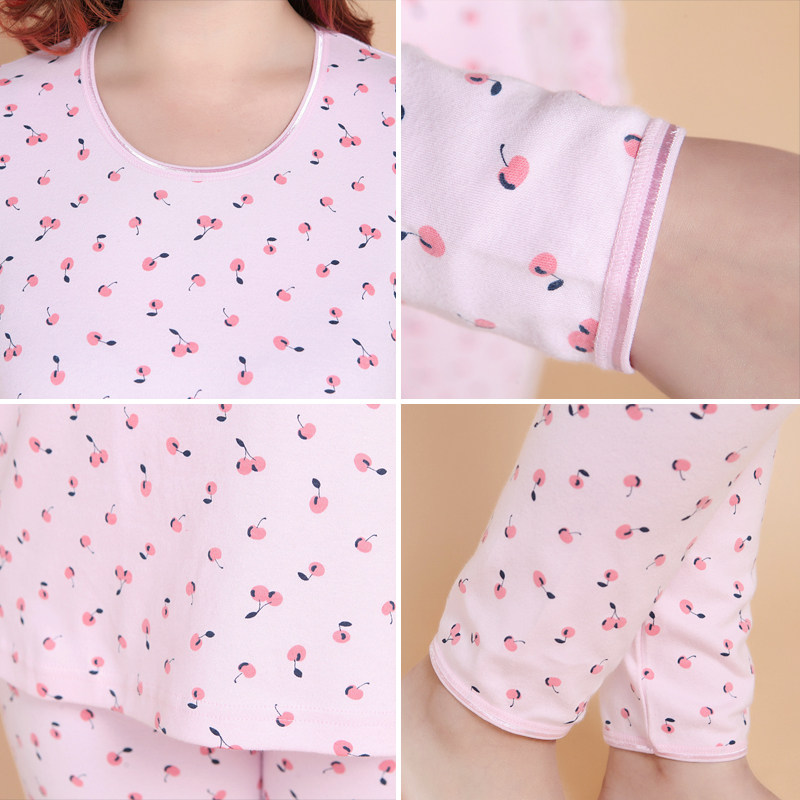 特大码中老年加肥套装少女纯棉秋衣 淇钰苏服饰保暖套装