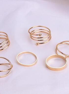 Korean Ring Sets Rings For Women Simple Pop Jewelry Gold Ri