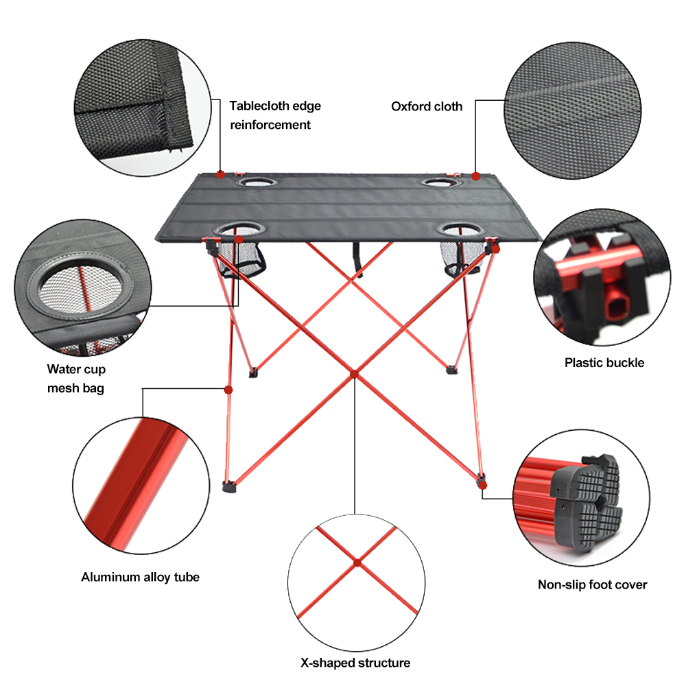 HooRu Picnic Camping Table Folding Beach Portable Fishing Ta-图1