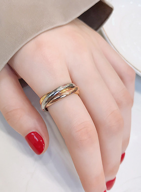 欧美风钛钢不褪色百搭食指环