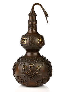 纯铜葫芦摆件 开盖家居客厅玄关办公室桌面卧室装饰礼品摆设大号