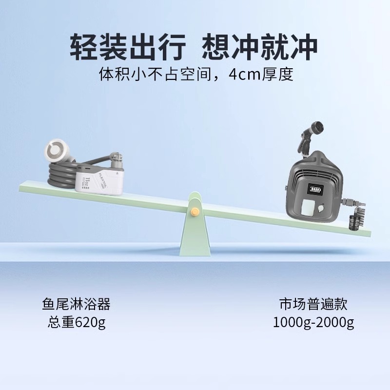FLEXTAIL鱼尾户外便携式淋浴器露营农村电动花洒宿舍简易洗澡神器