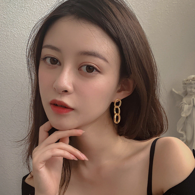 韩国气质网红金属链条流苏耳环女长款个性夸张耳坠简约高级感耳饰