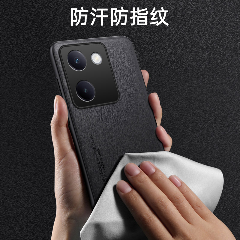 适用vivoy100手机壳y100简约素皮viviy丫1005g全包镜头保护套voviy曲面屏5g超薄皮质V2313A防摔vovoy男vioy女