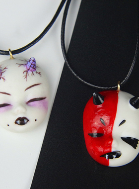 吊坠陶瓷暗黑项链小众饰品