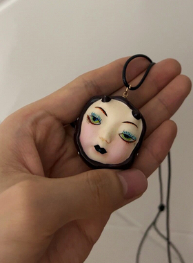 娃娃头项链男女原创彩绘个性吊坠