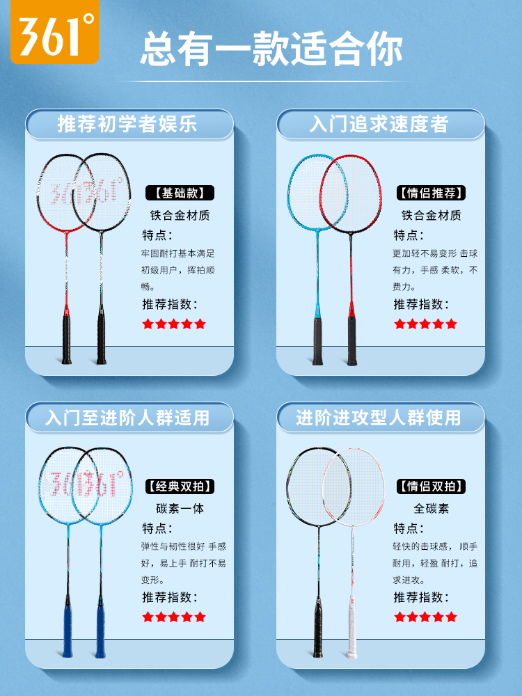 361羽毛球拍正品全碳素超轻成人进攻专业耐用型双拍儿童耐打套装 - 图2