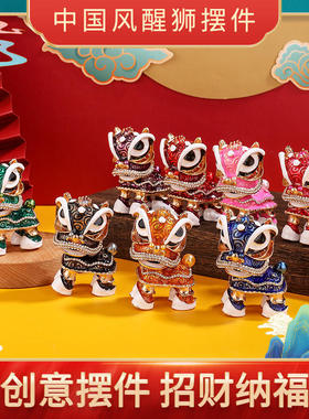 严选中国风国潮醒狮摆件DIY公仔