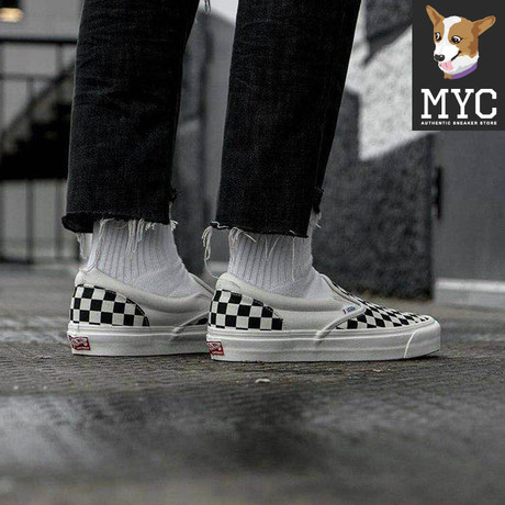 vans slip on checkerboard outfit men