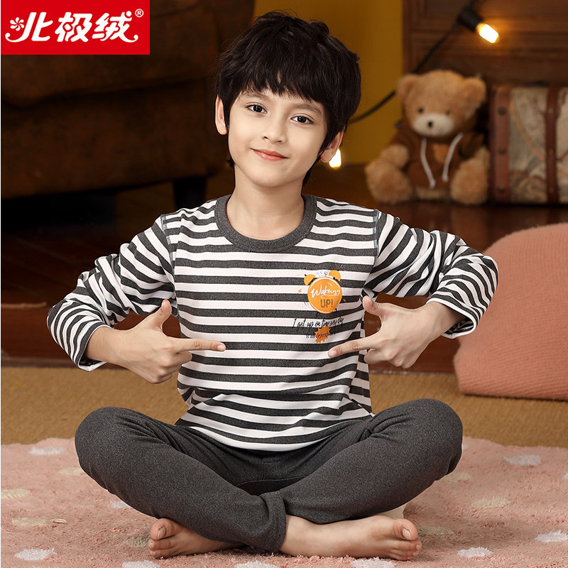 男童磨绒宝宝加厚中大童加绒秋衣秋裤儿童保暖内衣套装男孩秋冬季 - 图0