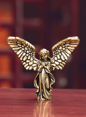 纯黄铜天使与精灵摆件家居装饰品