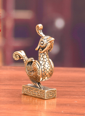 黄铜纯铜工艺品摆件茶桌书桌办公桌小动物手把件铜雀鸟礼品装饰品