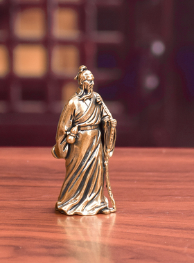 纯黄铜云游四海老人摆件骑牛老子