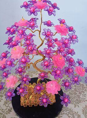 时尚串珠创意益智手工礼品彩珠亚克力发财树家居摆件成品及材料包
