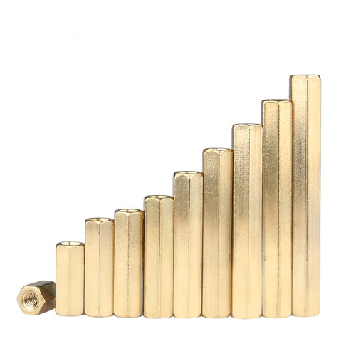 双通六角铜柱圆形滚花铜螺柱安防监控螺母柱摄像机螺丝支撑柱M2M3 - 图1