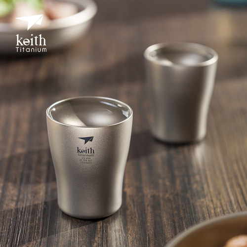 keith铠斯钛白酒杯10ml烈酒家用杯一口杯酒盅双层金属杯子户外 - 图1