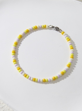 夏日缤纷米珠手链 记忆钢圈龙虾扣手链 适合手围15-16